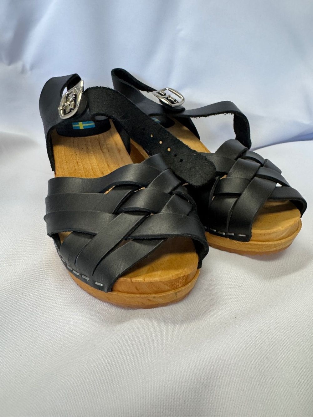 MIA Bety Woven Strap Leather Sandals Black Size 39 US 8